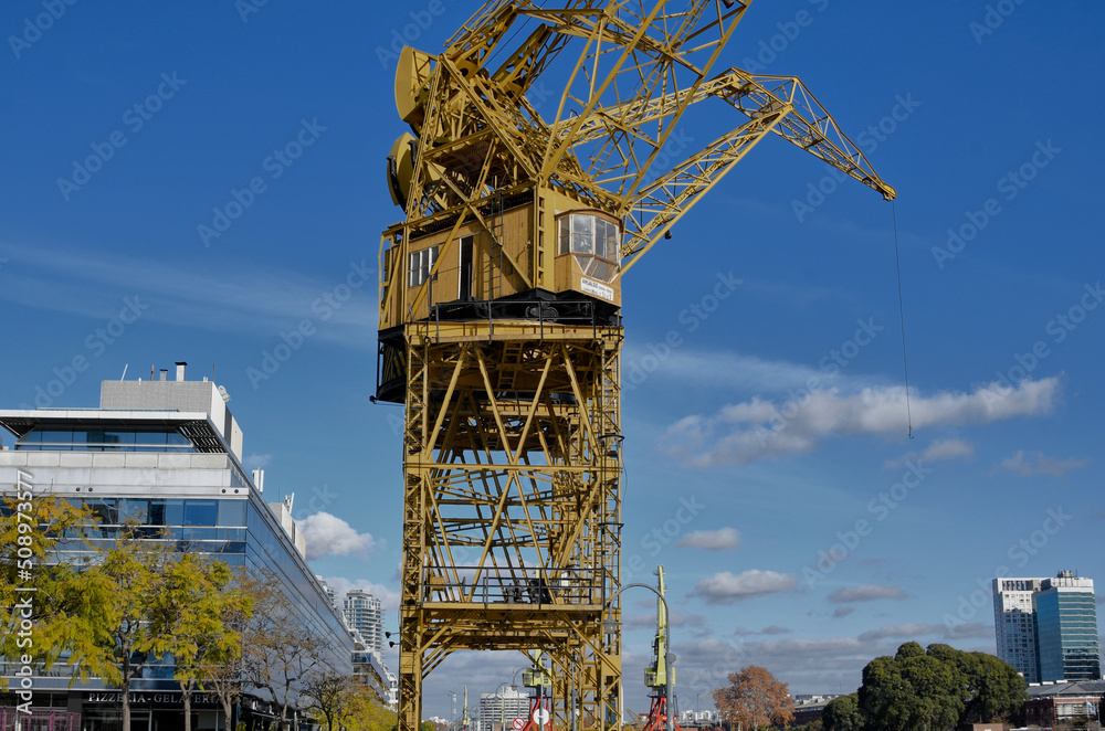 Large industrial cranes on the waterway in Buenos Aires Argentina. Large industrial cranes on the waterway in Buenos Aires Argentina.