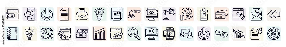 business and finance outline icons set. thin line icons such as rating stars, on power, light modern lamp tool, study light, , eco lightbulb, custom coding, add link, power variant icon. business and finance outline icons set. thin line icons such as rating stars, on power, light modern lamp tool, study light, , eco lightbulb, custom coding, add link, power variant icon.