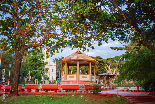 Cravinhos, São Paulo, Brazil - Circa May 2022: Praça Manoel Arantes Nogueira Cravinhos, located in downtown Cravinhos, state of São Paulo. photo