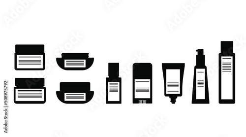silhouette body lotions, serum,Skincare pump, packaging  bottle cosmetic flat design