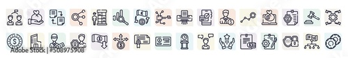 economy outline icons set. thin line icons such as competitor, distributed ledger, data analysis, dive, bank online, department, personal security, authorization, planing icon.