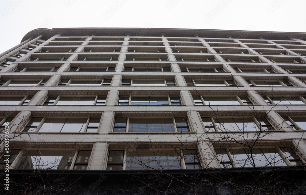 Soaring geometric facade