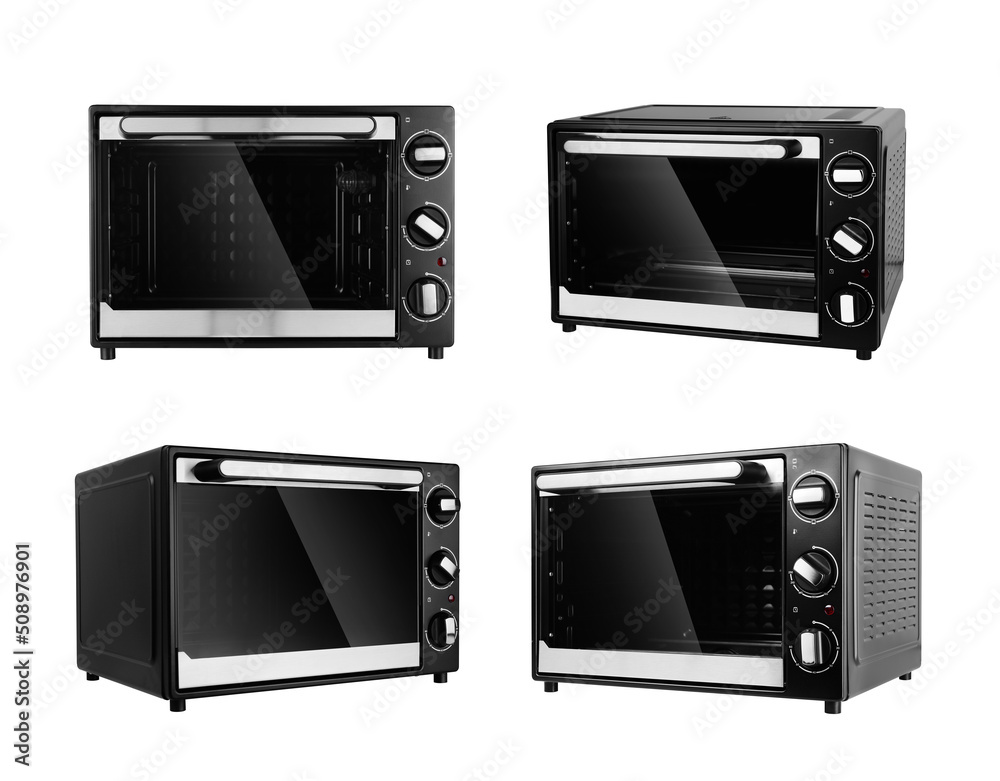 Obraz premium electric oven set isolated on white background