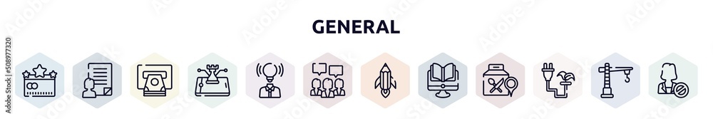 general outline icons set. thin line icons such as credit rating, agent script, atm cash, ecommerce strategy, brand awareness, brand engagement, creative pencil rocket, distance learning, biomass