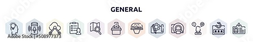 general outline icons set. thin line icons such as inspiration, smart assistant, internet of things, profile list, map search, referendum, solarium, prototyping, social media specialist
