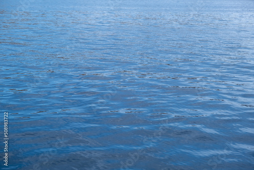 Sea water surface calm with small ripple. Ocean, deep blue color background. Aegean Sea.