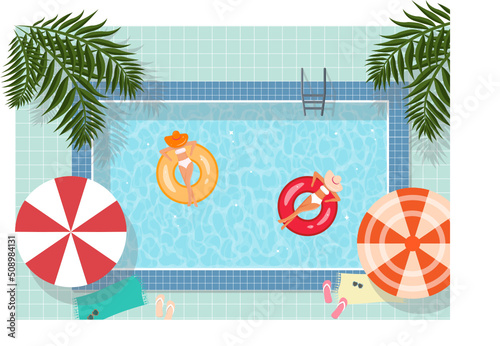 summer holiday swimming pool illustration background