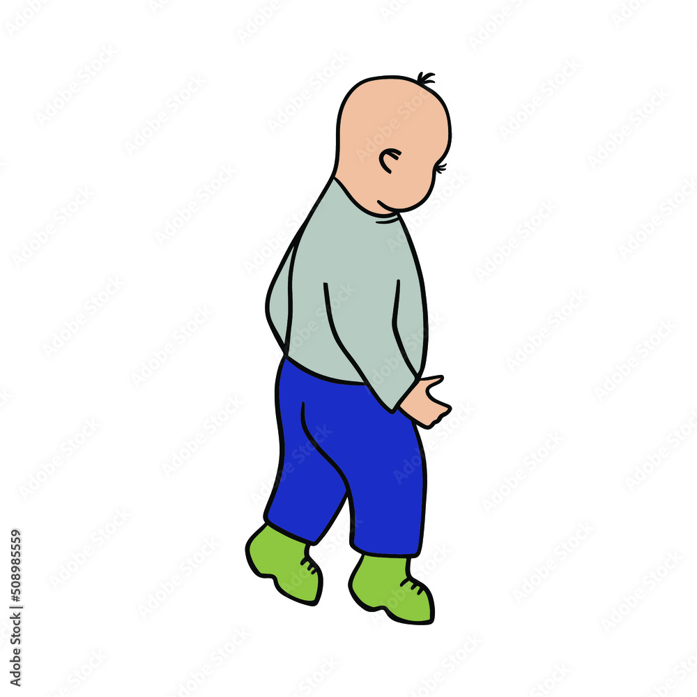 Obraz premium Tip toes walking baby boy with autism spectrum disorder.