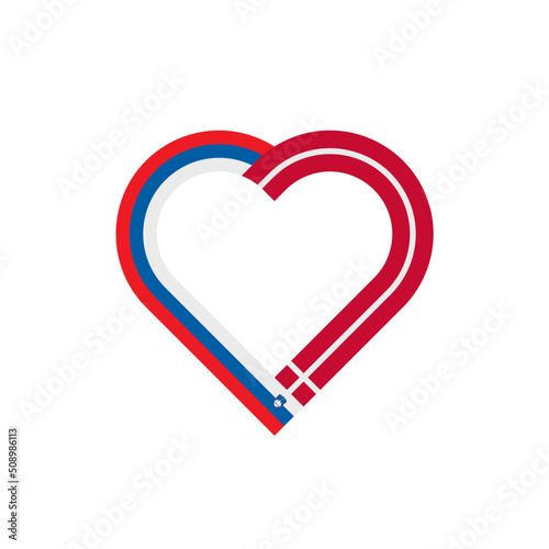 unity concept. heart ribbon icon of slovenia and denmark flags. vector illustration isolated on white background