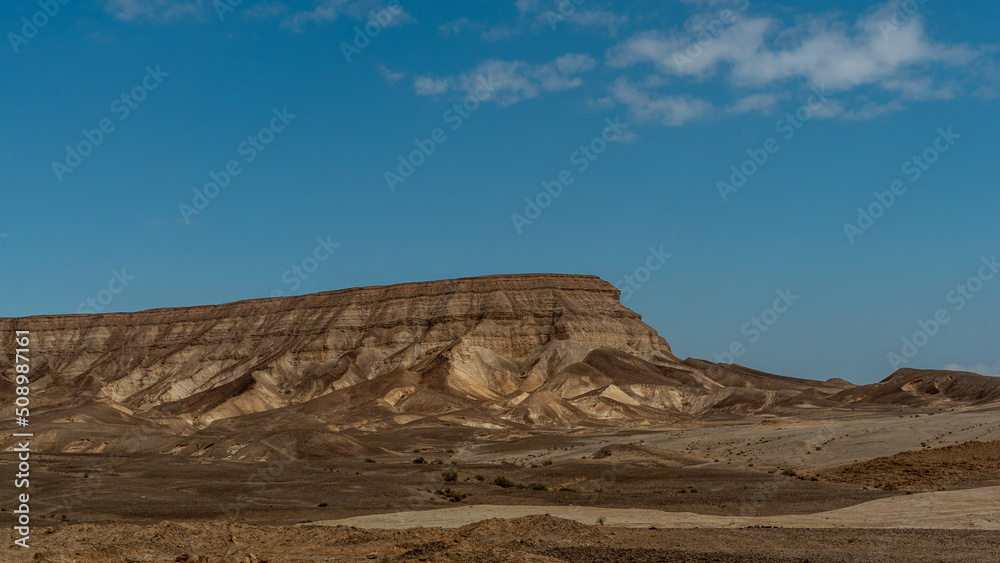 Panorama of the beautiful landscape of the Negev Desert in southern Israel 
