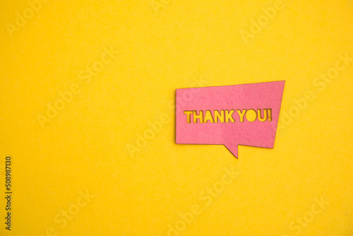 Paper bubble circle with thank you inscription on