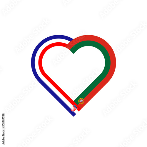 unity concept. heart ribbon icon of croatia and portugal flags. vector illustration isolated on white background