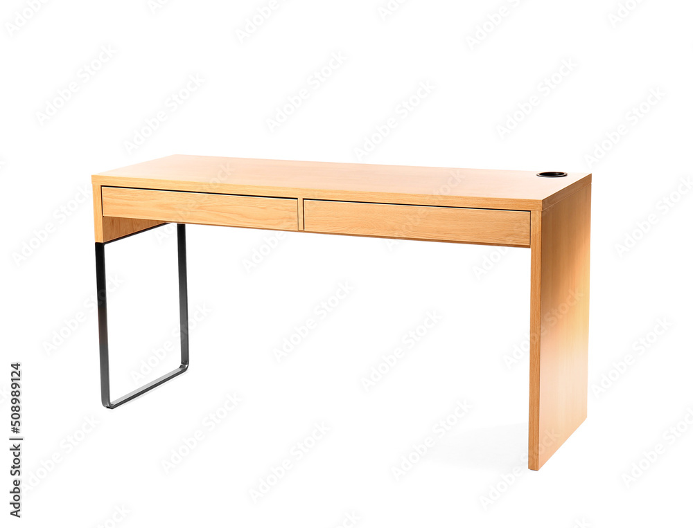 Stylish wooden table isolated on white background Stylish wooden table isolated on white background