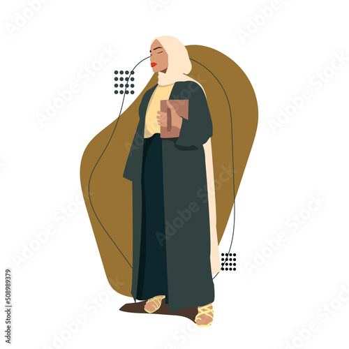 hijabi girl modest illustration in flat style