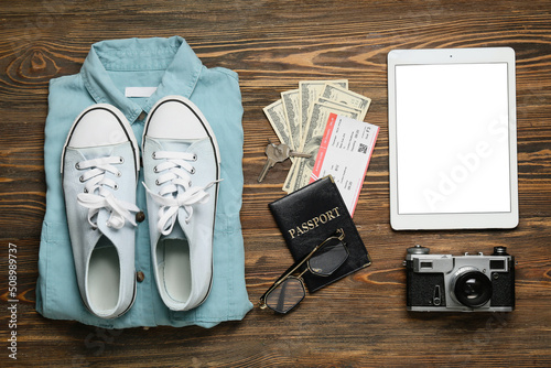 Guide's belongings with tab...