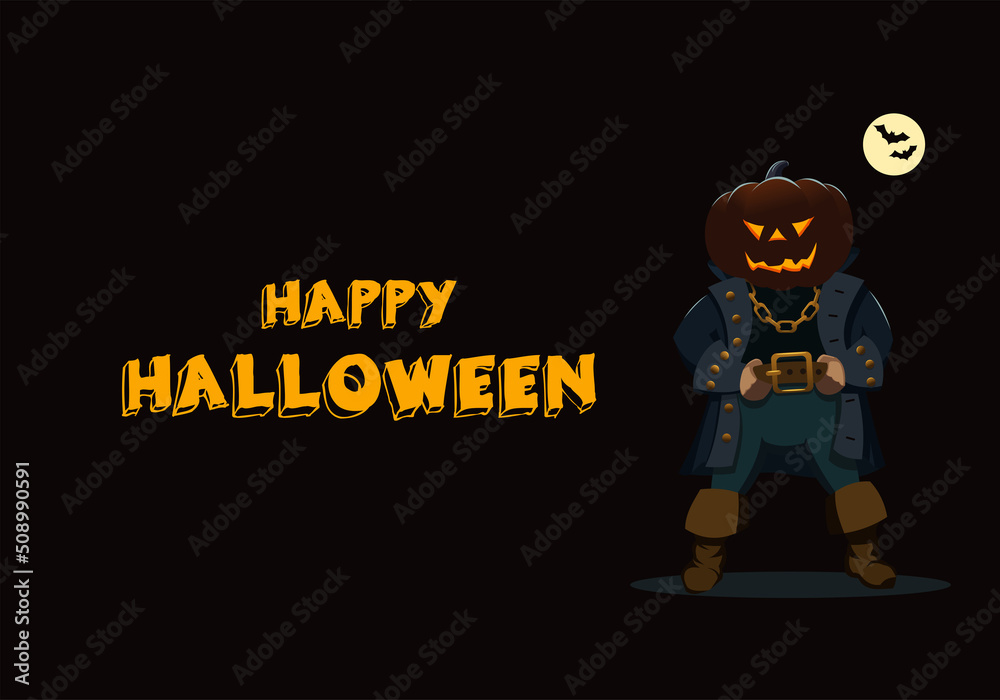 Holiday card, poster for Halloween. Vector illustration with a cartoon character and an inscription. Holiday card, poster for Halloween. Vector illustration with a cartoon character and an inscription.