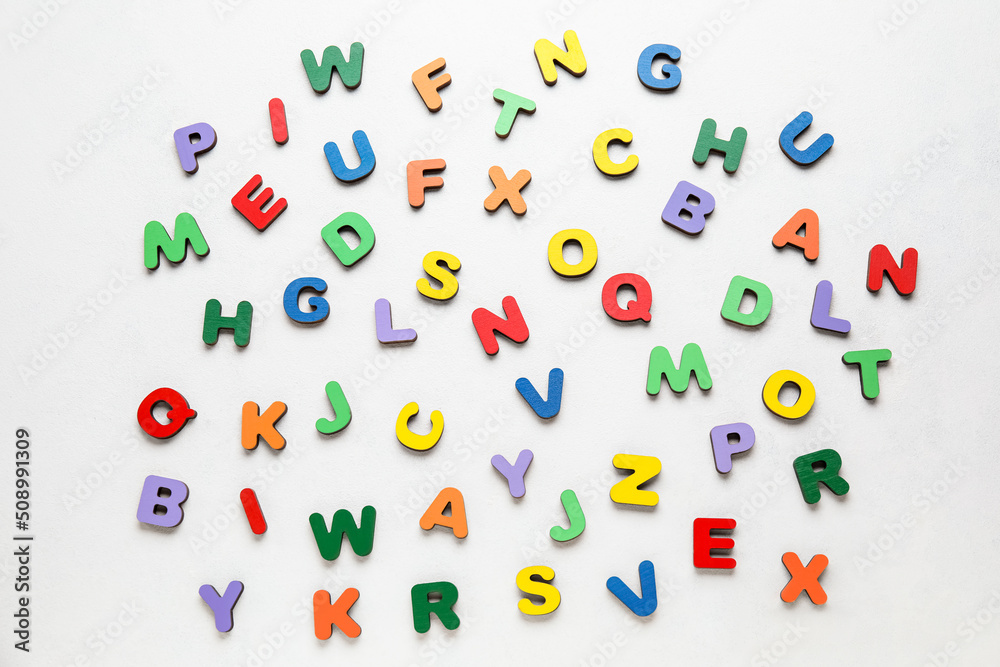 Colorful letters on white background. Alphabet concept Colorful letters on white background. Alphabet concept