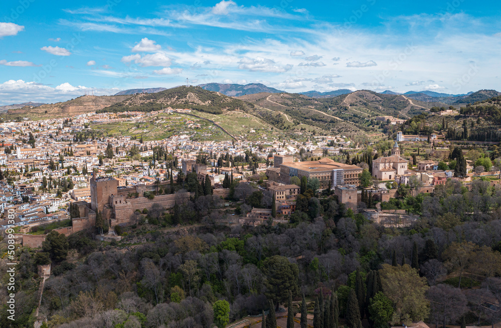 Aerial View of the Alhambra in Granada, Spain