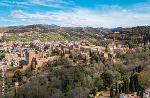 Aerial View of the Alhambra in Granada, Spain