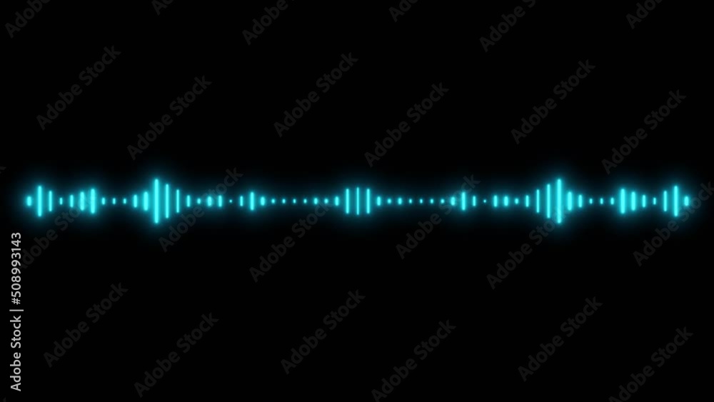 Elegant musical audio spectrum glowing blue neon light. Song playing animation. Stylish audio technology background, 4k resolution
