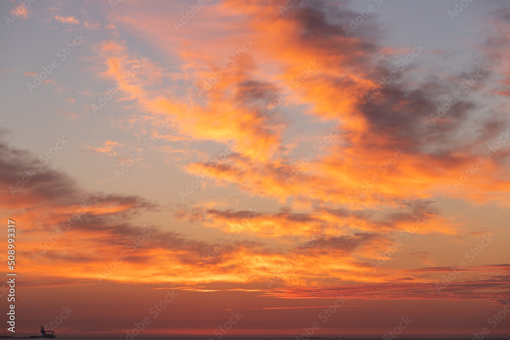 Fototapeta premium Sunrise over the Caspian Sea.