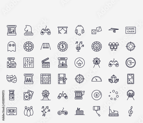 set of web icons in outline style. thin line icons such as