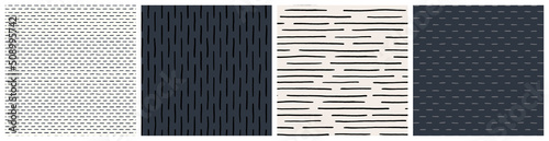 Simple, neutral strokes background set. Black and white masculine seamless patterns.
