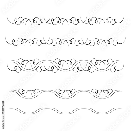 Decorative swirl divider. Elegance line set Vector