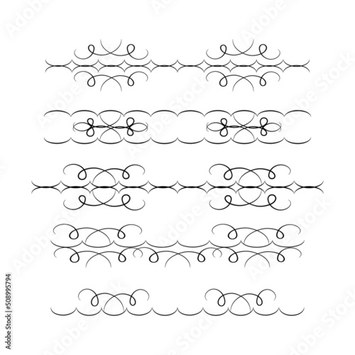 Decorative swirl divider. Elegance line set Vector