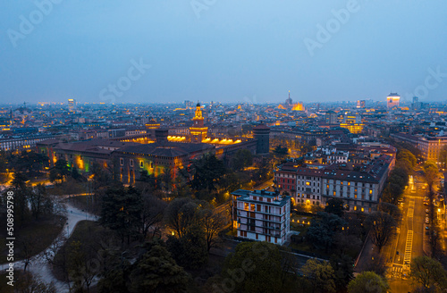 Gloomy Night in Milan, Italy