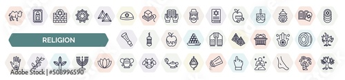 Fotografia set of religion icons in outline style