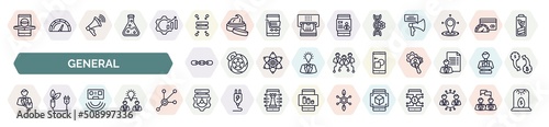 set of general icons in outline style. thin line icons such as ar app, data aggregation, bioengineering, chain, digital product, hr solutions, active sensor, data engineering, ar presentation,