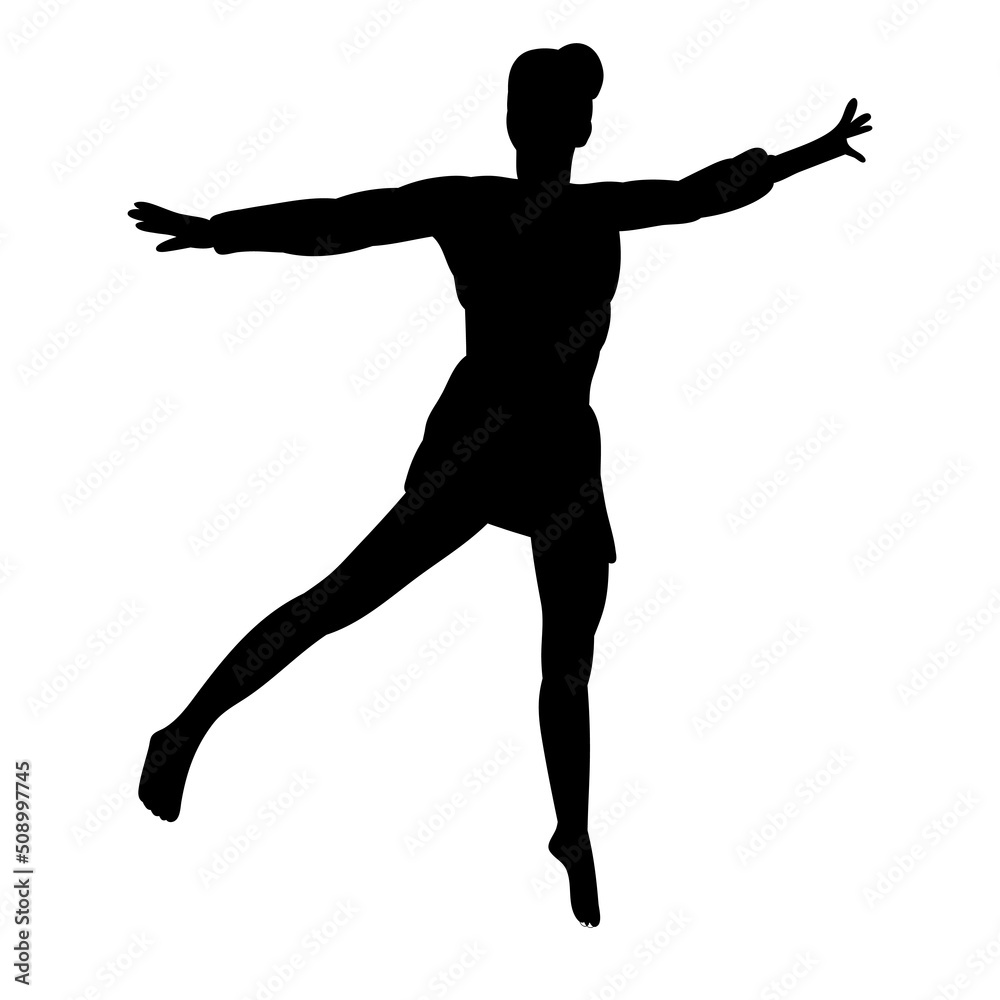 woman jumping silhouette on white background, isolated, vector