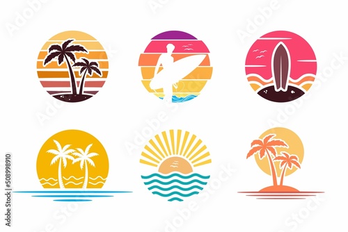 Summer Vacation and Surf Logo collection set