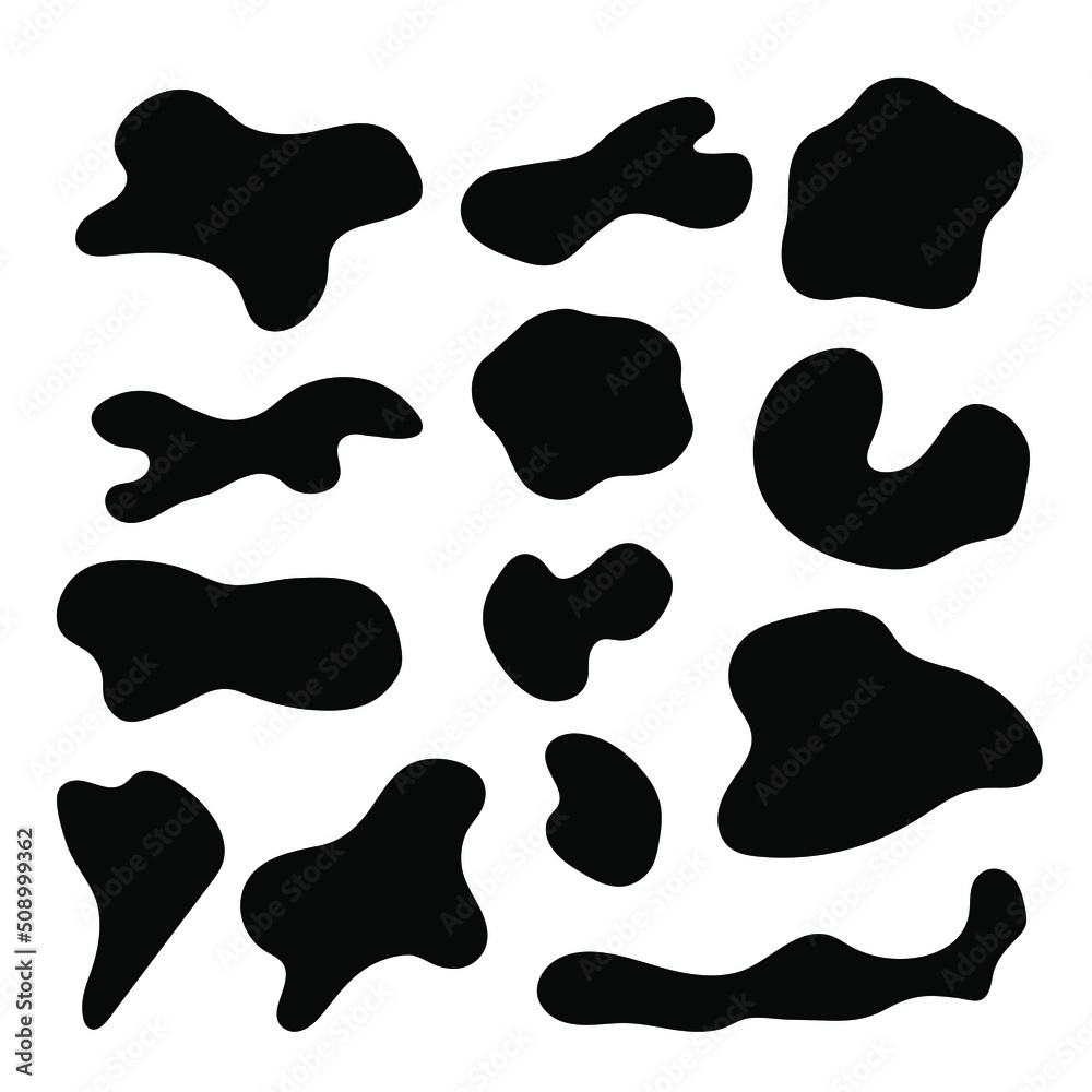 Vector set of abstract organic shapes. Abstract liquid, simple water shapes. Illustration for design and print