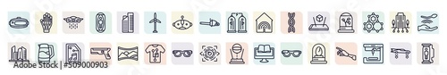 set of future technology icons in outline style. thin line icons such as vr glasses, vehicle, eolic energy, smart house, incubator, kettle, blaster, smart glasses, egg incubator icon.