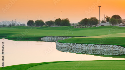 Sunrise in Qatar foundation golf club. Qatar golf club photo