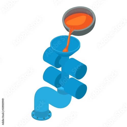 Metallurgy equipment icon isometric vector. Investment casting, connection pipe. Steel and iron industry, metallurgy