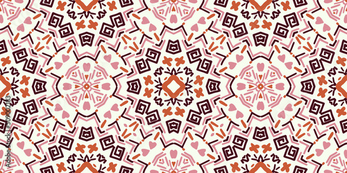 Ethnic Vector Ikat Boho Rug. Beige Graphic Wallpaper. Apparel Trendy Geometric. Brown Tapestry Handmade. Beige Abstract Artwork. Aztec Mosaic. Pillowcase Bohemian Hippie.