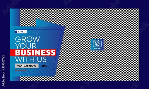 Corporate you tube thumbnail and editable digital marketing agency or web banner template , video thumbnail	