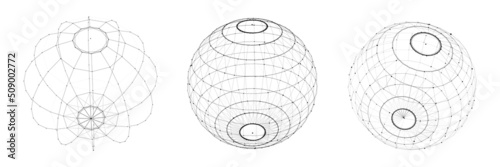 Vector futuristic sphere of particles and lines. Network connection big data. Abstract technology background.