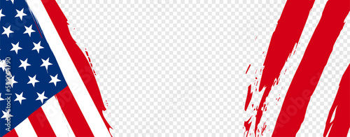 Modern American flag with grunge design style, transparent background. Vector illustration.