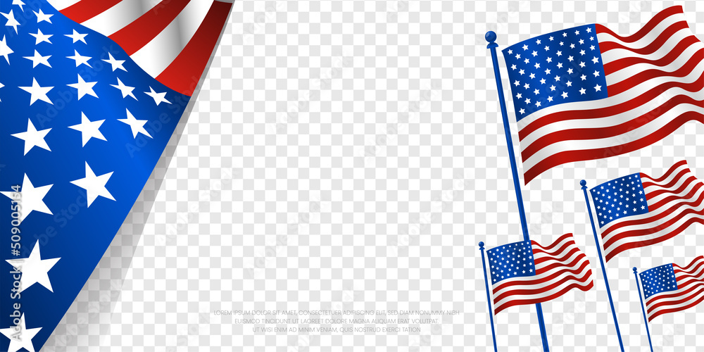 United States of America transparent banner background with group waving  USA flag. Vector design. Stock Vector | Adobe Stock