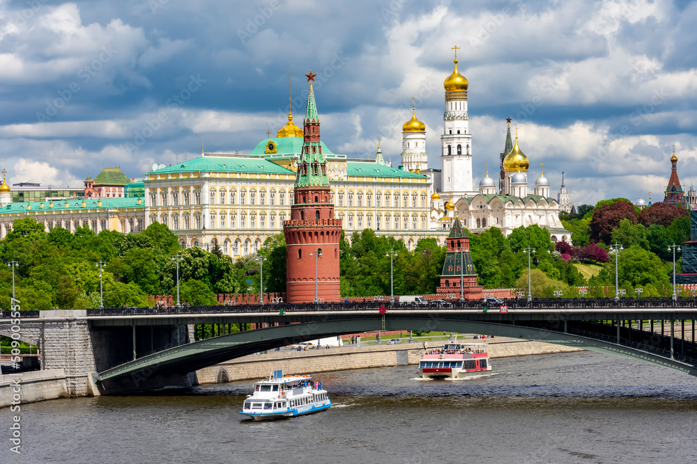 Moscow Kremlin with Grand Kremlin palace and Ivan the Great Bell tower, Russia