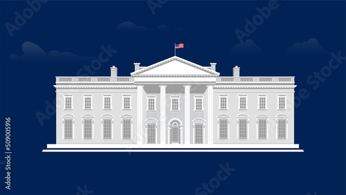 The White House is the official residence and workplace of the president of the United States. Vector illustration. 
