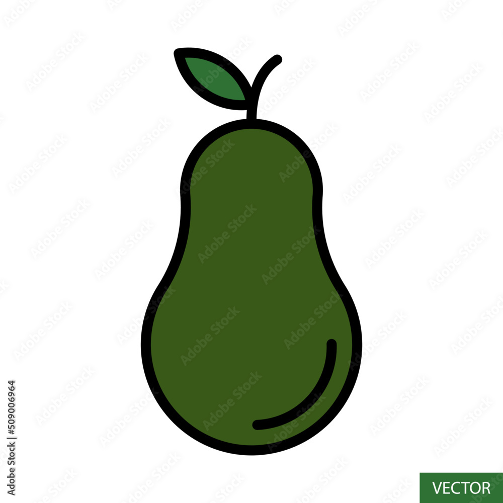 Avocado fruit vector icon in flat style design for website design, app, UI, isolated on white background. Editable stroke. Vector illustration. Avocado fruit vector icon in flat style design for website design, app, UI, isolated on white background. Editable stroke. Vector illustration.