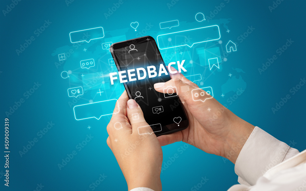 Hand using smartphone with social media concept Hand using smartphone with social media concept