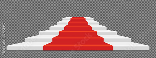Staircase with red carpet. Significant event. Walkway for VIPs. Vector illustration