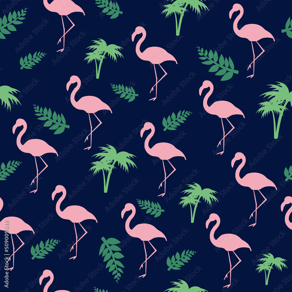 Obraz premium paradise exotic tropical trendy Flamingo and pineapple Pattern