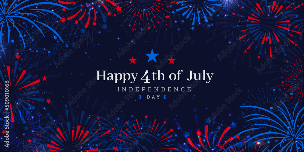 Φωτογραφία United States of America 4th of July independence day celebration firework background on dark navy blue background
